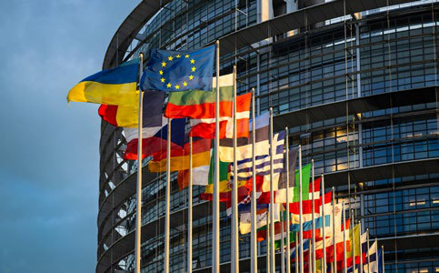 European flags in Brussels