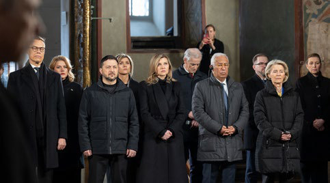 European leaders at the prayer service in Kyiv